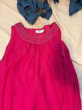 Vineyard Vines Pink Dobby Beaded Neckline Sleeveless Shift Dress size 12